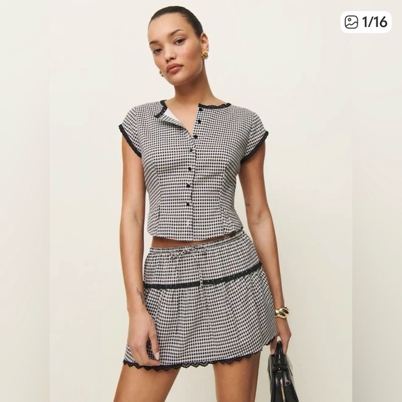 Black and White Checkered Women's Skirt - Picture 1 of 6